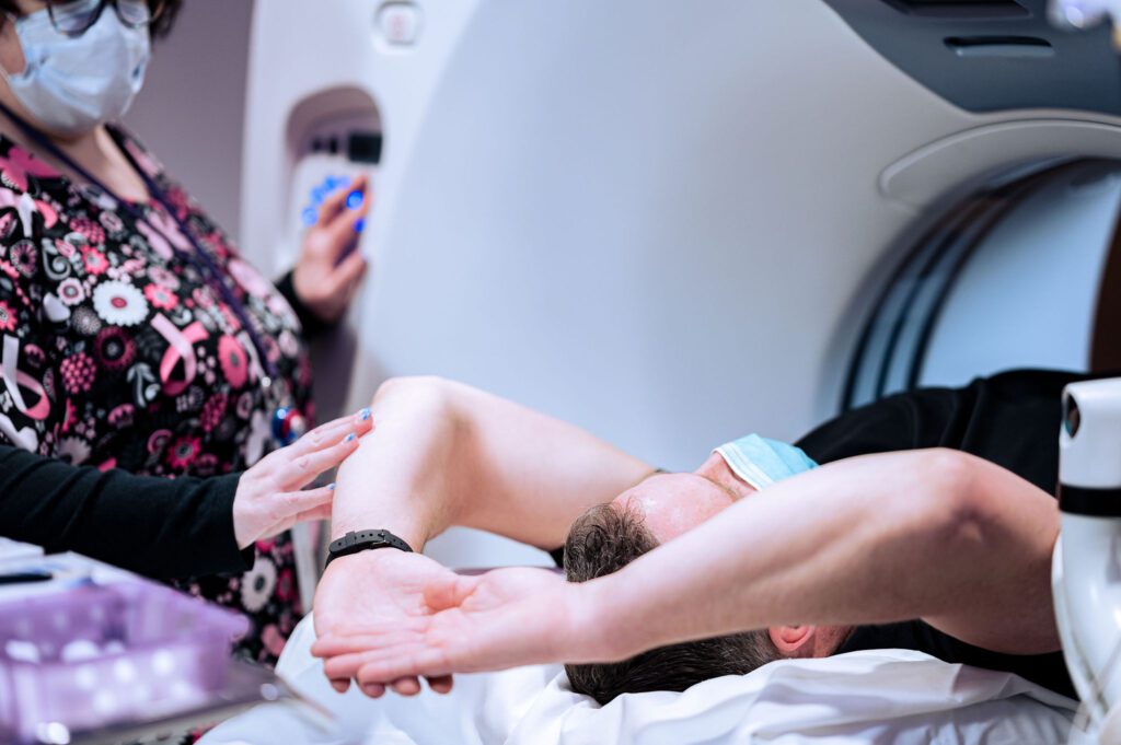 Patient receiving an imaging scan